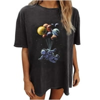 Prodajne majice za žene astronaut grafički print teen grils modna odjeća casual pad ramena pulover vrhove