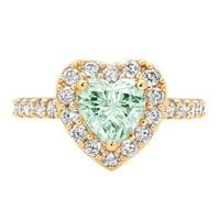 2.03ct srce zeleni simulirani dijamant 14k žuto zlato ugraviranje izjava svadbeni godišnjica angažman