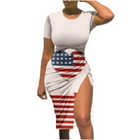 Lovskoo Ženske dame 4. jula vrhovi američke zastave zvijezde Top sunčeve haljine seksi ljetni kratki