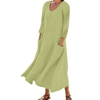 Ženska haljina Ljetna povremena ženska ženska haljina za posadu od vrata sa džepovima sa džepovima od