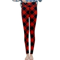 Ženski božićni print runo obložene tamki Redovna fit zgušnjavanje kašmire visoki struk tople duge hlače