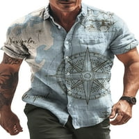 Seksi ples muškarci rever vrat Ljetne košulje s kratkim rukavima dolje majica casual labav bluza majica