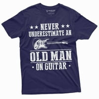 Muški igrač gitare Funny Grandpa Papa Tata Majica nikad ne podcjenjuju starca na gitaru Tee