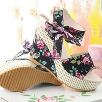 Ženske dame platforme klinovi pete sandale cvjetne cvijeće čipke cipele cipele obuće Sandale za žene