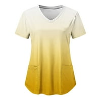 Ženski vrhovi bluza Grafički otisci kratkih rukava Radna odjeća Dame Ljeto V-izrez Modni žuti 2xl