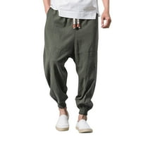 Hlače za muškarce modni casual posteljina nacrtač Sredina pamučna struka čvrstog sa džepovima pantalone