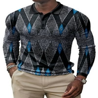 NOLLA MAN Polo majica REALEL izrez T majice Dugi rukav Tee Mens Slim Fit Majica Geometrijska bluza za