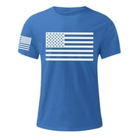 DXhmoneyh 4. jula Muška majica kratkih rukava Američka zastava Teses Crewneck Pamuk Blund Osnovne majice