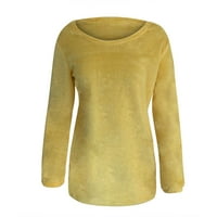 Majice za žene Modni pulover O-izrez Loso plišane pune boje dugih rukava Duks s dugim rukavima The Tops