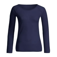 Ženski dugi rukav pogledajte kroz mrežicu Sheer Top bluzu majicu mornarice m