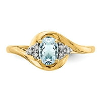 Čvrsti 14K žuti zlatni dijamant i akvamarin plavi mart dragulje za angažiranje prstena 6