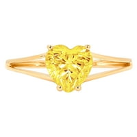 1. CT Sjajno srce Clear Simulirani dijamant 18K žuti zlatni pasijans prsten sz 7.75