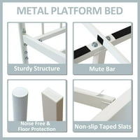 Metalni krevet Kreveni platforma Twin Veličina sa vintage uzglavljenim i nožnim pločama Vrhunski čelični