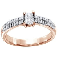 Princezo rezan bijeli dijamantni zaručnički prsten u 10k ružino zlato