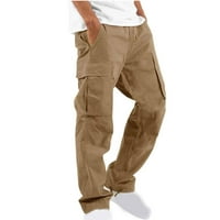 Yuwull Men Flight džepne vučne strugove elastične struke teretne hlače ravno-fit casual pantalone čvrste