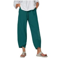 Entyinea posteljine za hlače za žene visoke struke Plus veličine Široke pantalone Ležerne prilike Soft