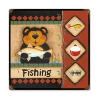 Prostor znakovi ribolovni medvjed vintage potpisuje vintage metalni znak