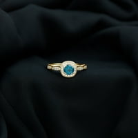 CT vintage zaručni prsten sa Londonom Blue Topaz i Diamond, 14k žuto zlato, SAD 7,00