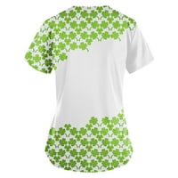 Day Gotyou St Patrick Ispis Ženskih kratkih rukava V-izrez V-izrez Radni džep bluza Green XL