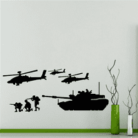 Vojni vojni rezervoni Hrabri vojni vojni vojni silhouette vinil zidna umjetnička zidna naljepnica zidna