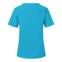 Penskeiy ženske kratkih rukava V-izrez sestrinjske radne uniforme Majice Ljeto svestrana majica XL Light Blue Ljetni posao