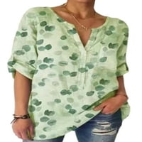 Dame vrhovi cvjetni ispis bluza rukave majice za žene modne tučke košulje T-majice zelena 2xl