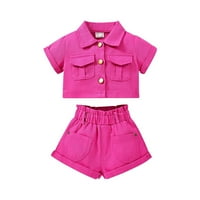 Baby Girl Ljeto Slatka odjeća Djeca Toddler Proljeće Čvrsti pamučni majice kratkih rukava Skraćenice