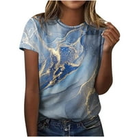 Hinvhai Clearence vrhovi za žene Ženska ljetna majica kratkih rukava majica za majicu svijetlo plava
