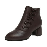 Homodles Ženske srednje čizme za gležnjeve na prodaju - Retro Comfort šiljaste cipele s smeđom veličinom