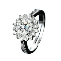 Prstenovi za tinejdžere Moissine Solitaire Angažman prsten za korenje izrađen sa platiminim urling, srebrni okrugli imitacija Diamond Obećaj prsten za žene
