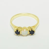 Britanci napravio 14k žuto zlato Opal i safirni prsten Ženski prsten - Veličina Opcije - Veličina 11,75