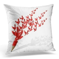 Crvena ideja Kreativna olovka sa pticama izolira se na bijeloj šarenom poklopcu jastuka od jastuka od