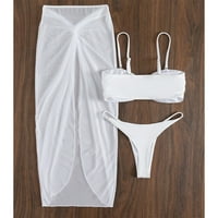 Leey-World Womens Bikini kupaći komimit ženski V izrez Ruched Jedan kupaći kupaći kostim za žene bijele,
