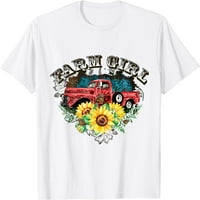 Farm Girl Ponosan Zemlja Poljoprivreda Vintage kamion Suncokret Majica Bijela Velika