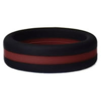 Crna i maroon prugasta silikonska prstena veličine 11