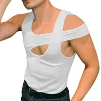 Zrbywb New Fashion Men Vest Muški Ljetni čvrsti nepravilni prsluk bez rukava šuplji tenkovi bluza