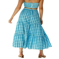 Mialeoley ženska ljetna suknja Boho elastična struka nagnuta a-linija Flowy slojevita slojevita suknja