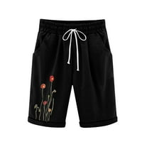 Plijenske kratke hlače za žene Žene ljeti od tiskanih ležernih džepova Pozajmljivanje plus veličine Hlače hlače Softball hlače, crna, 4xl