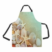 Starfishes Seashells Sandy Beach Unise Podesiva pregača sa džepovima za komercijalni restoran i kućna