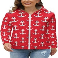 Sidro u crvenoj ženskoj dukseri s kapuljačom sa punim zip-sa kapuljačom Soft Fleece Jaknu Udobne dukseve