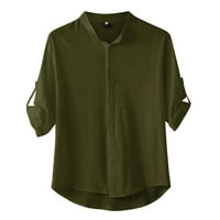 Outfmvch majice s dugim rukavima za muškarce muški poklopac ovratnika Ležerne prilike poluljeve pamučne majice pamučne majice na vrhu vojske zelene boje