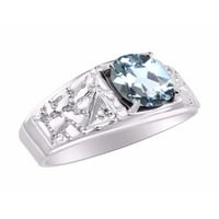 * Rylos dizajner Nugget Aquamarine & Diamond Ring - March Roadstone * 14k bijelo zlato