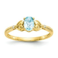 Čvrsta 10k žuto zlato svjetlo švicarski plavi topaz dijamantskih prstena veličine 8
