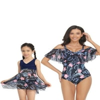 Capreze Majka i kćeri Beachward V izrez Porodični kupaći kostimi cvjetni print Podesivi mamioničar-dječji kupaći kostim rukavica mama djevojke bez rukava, ružičasta ružičasta, ružičasta 104