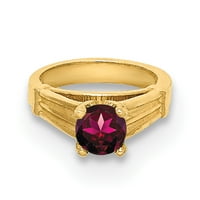 Karat u karatsu 14k žuti zlatni polirani 3D prsten sa tamnim ružičastim CZ privjesak šarm, veličina