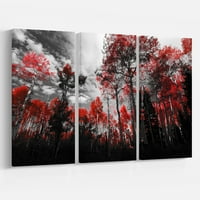 Art Demandart Crvena visoka drveća u bijelom šumu cvjetni pejzaži Fotografski na zamotanom platnom setu
