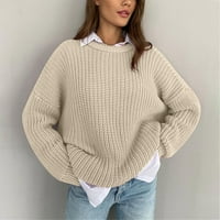 Ketyyh-CHN prevelizirani džemperi za žene tromjesečje zip prugasti džemperi pleteni topli pulover džemperi