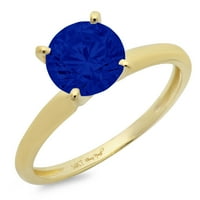 2.0ct okrugli rez simulirani plavi safir 18K žuti zlatni godišnjica zaručničke prstene veličine 9,75