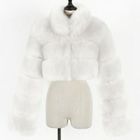 Ženske luksuzne zimske kapute sa mjehurićima plus veličina Fau krzno otvorena prednja parka jakna Fuzzy