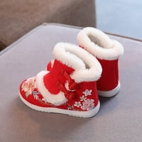 Girls Anket Boot Toddler Gilrs Cloth Cipes Kratke čizme Tople zimske čizme za snijeg vez print pamučne